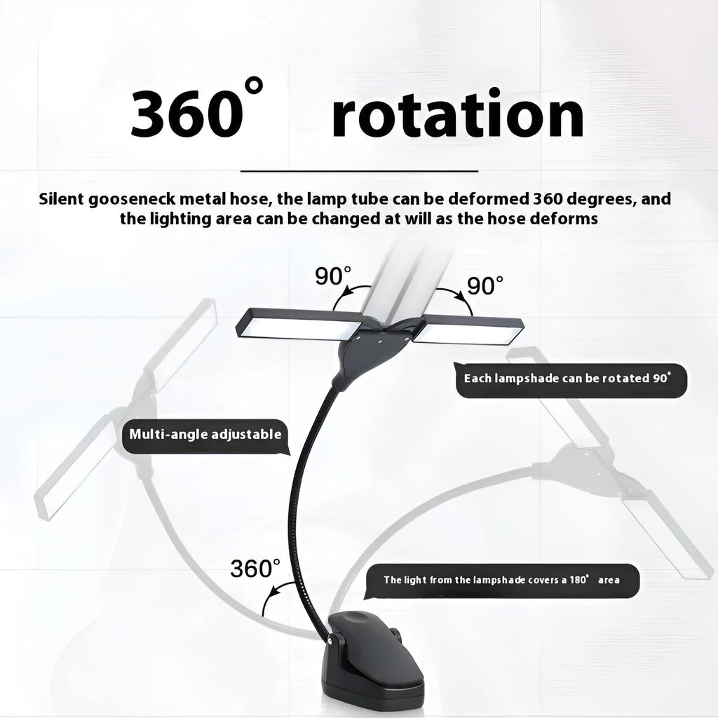 28-LED rechargeable music stand lamp in black colour with USB cable