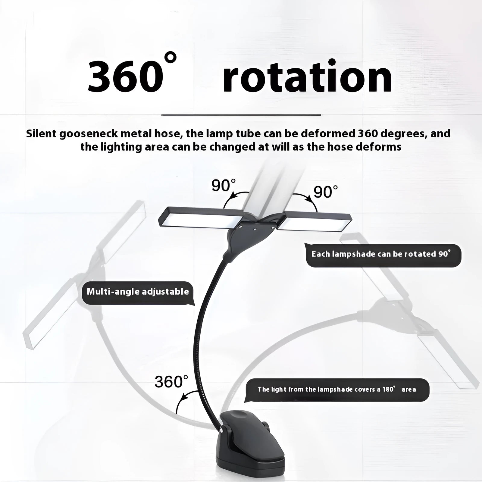28-LED rechargeable music stand lamp in black colour with USB cable