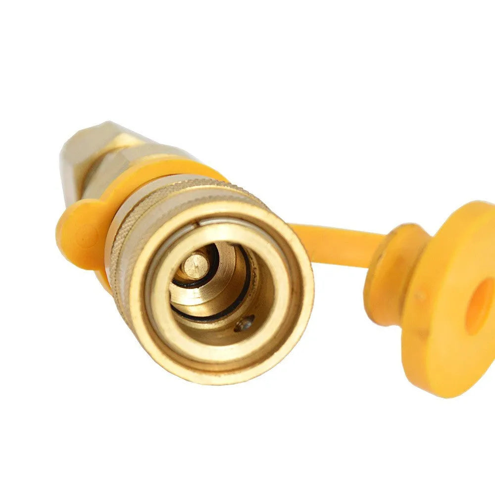 Gold brass gas propane conversion charging connector with 3/8 inch American standard thread