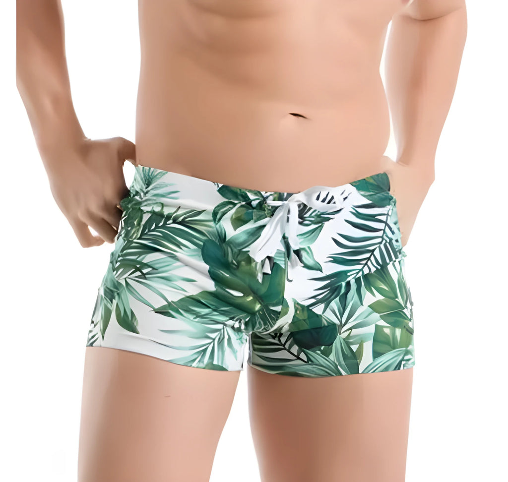 Charm men's nylon boxer briefs in Green, dual use underwear and swimwear