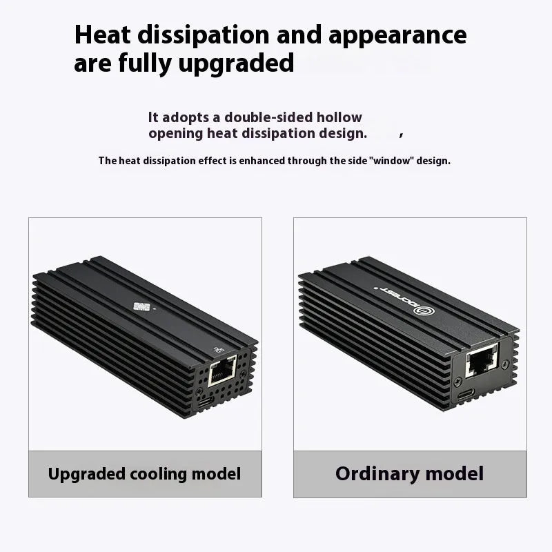 Black Leyu USB4 to RJ45 10 Gigabit Ethernet network adapter dongle with 20cm cable.