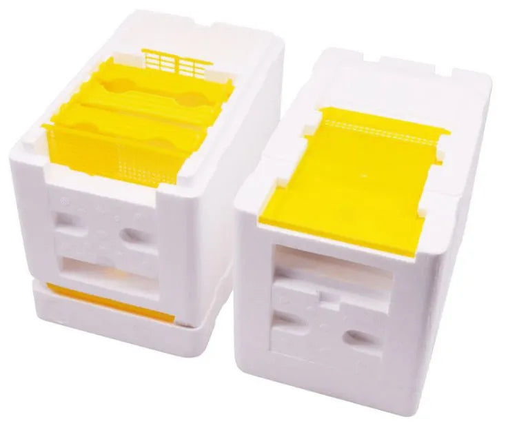 Three white EPS foam mini delivery boxes for bee mating and breeding tool set