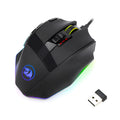 Redragon M801P black dual-mode gaming mouse showing nine buttons and ergonomic shape