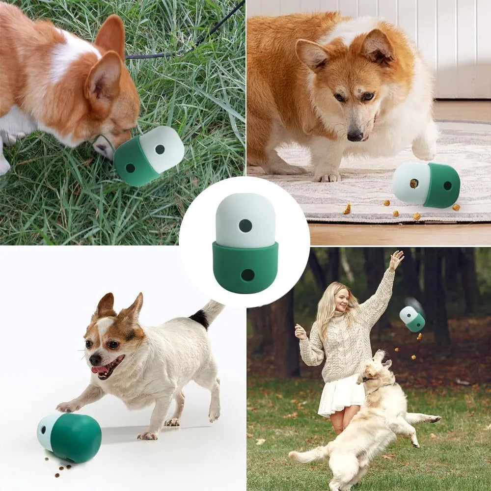 Silicone dog puzzle treat ball in white and blue colour for small medium dogs