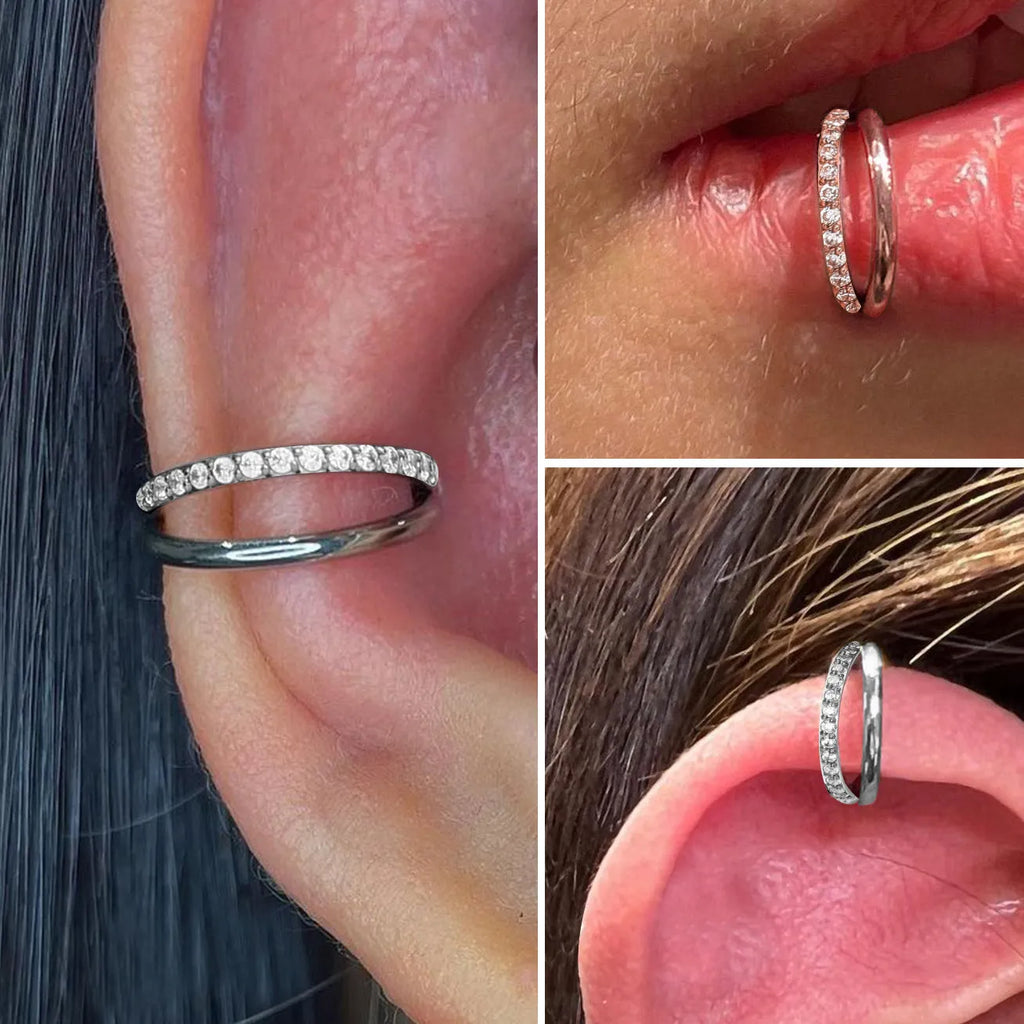 Titanium alloy fork nose ring in silver, gold, black, rose gold and colourful finishes.