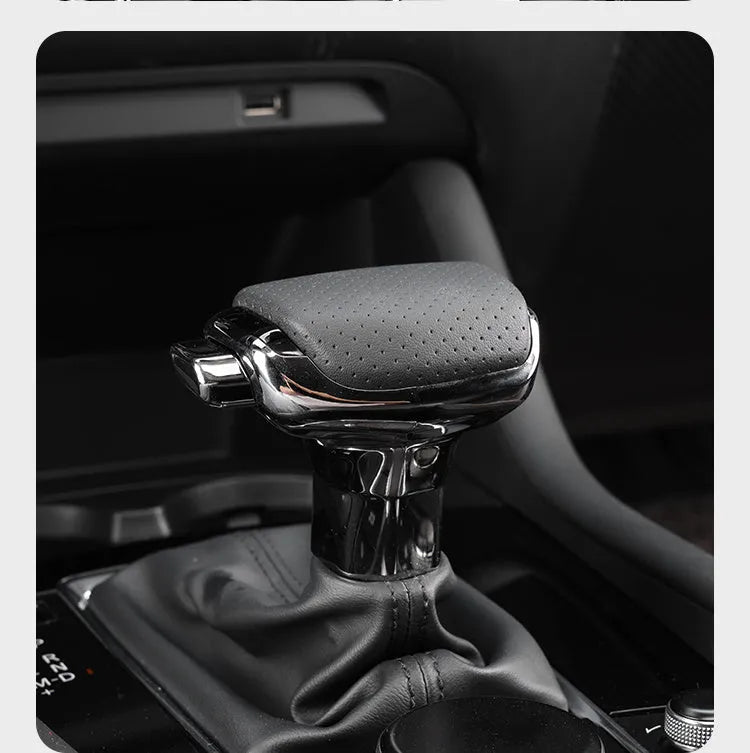Car interior gear shifting handball decoration in genuine leather, black colour option