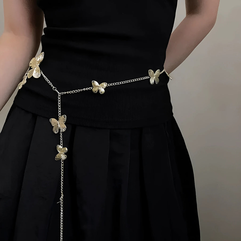 Women's gold butterfly waist chain jewellery with 104cm length and alloy construction