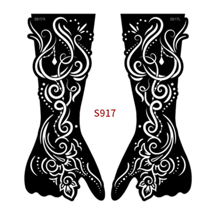 Geometric hollow template tattoo stickers showing intricate paper carving designs for stencilling