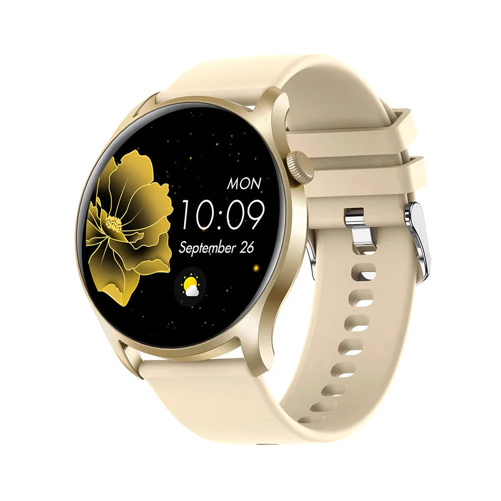 Smart watch with heart rate and blood pressure monitoring on silicone wristband
