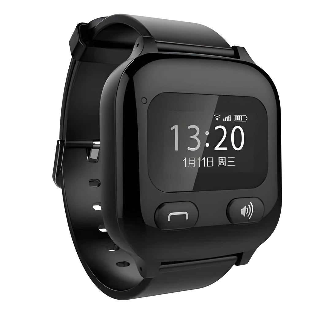 aiqiangua S3 smart positioning watch for elderly in black with wrist strap and card slot communication