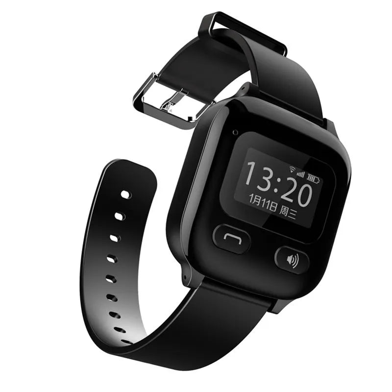 aiqiangua S3 smart positioning watch for elderly in black with wrist strap and card slot communication