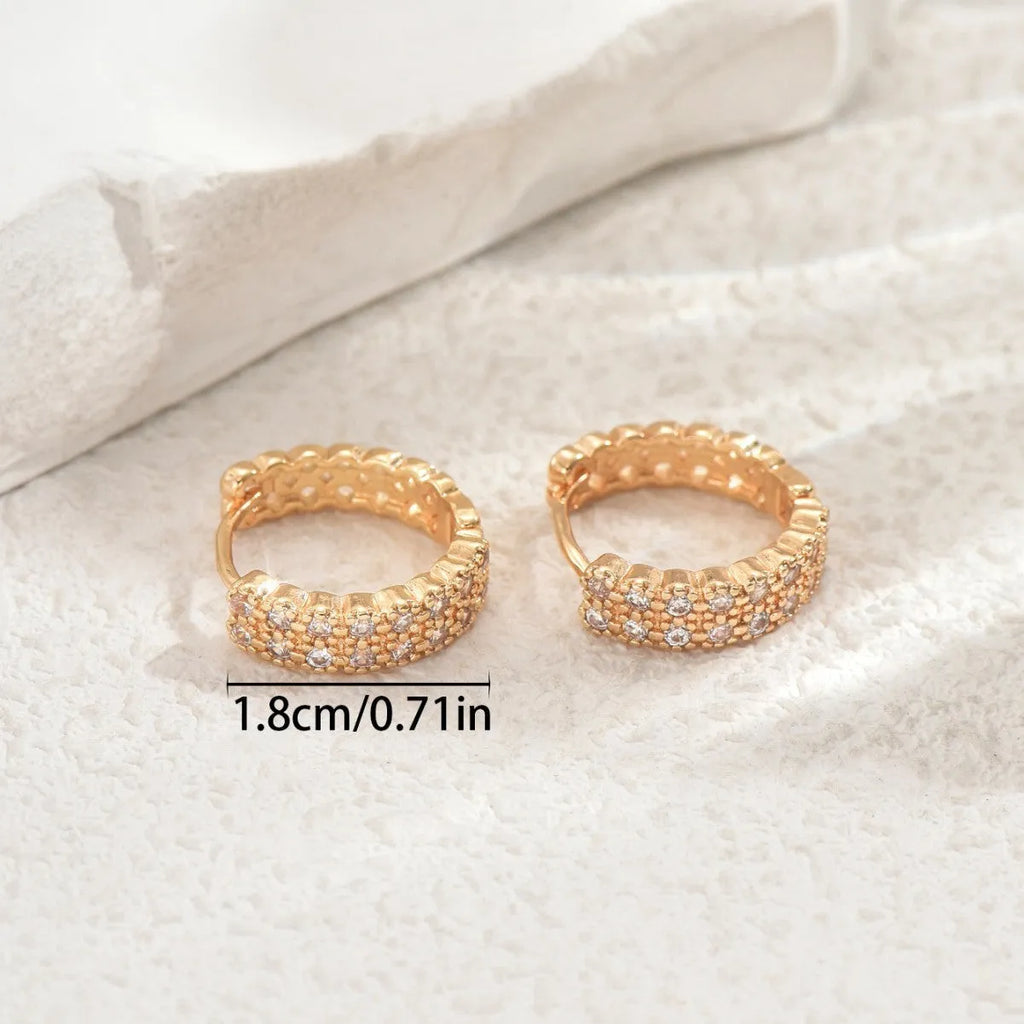 Geometric pattern copper ear studs with round dot ring elements DE20288 model