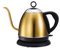 Gold full-automatic stainless steel electric kettle with touch controls and 1 litre capacity.