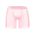 Orange men's seamless low waist boxer shorts made from quick-dry nylon fabric.