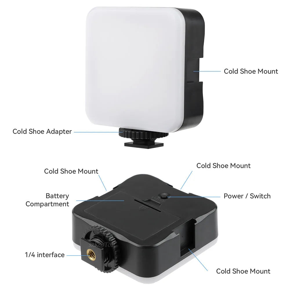 LED mini square outdoor pocket light tripod flash with rotatable head