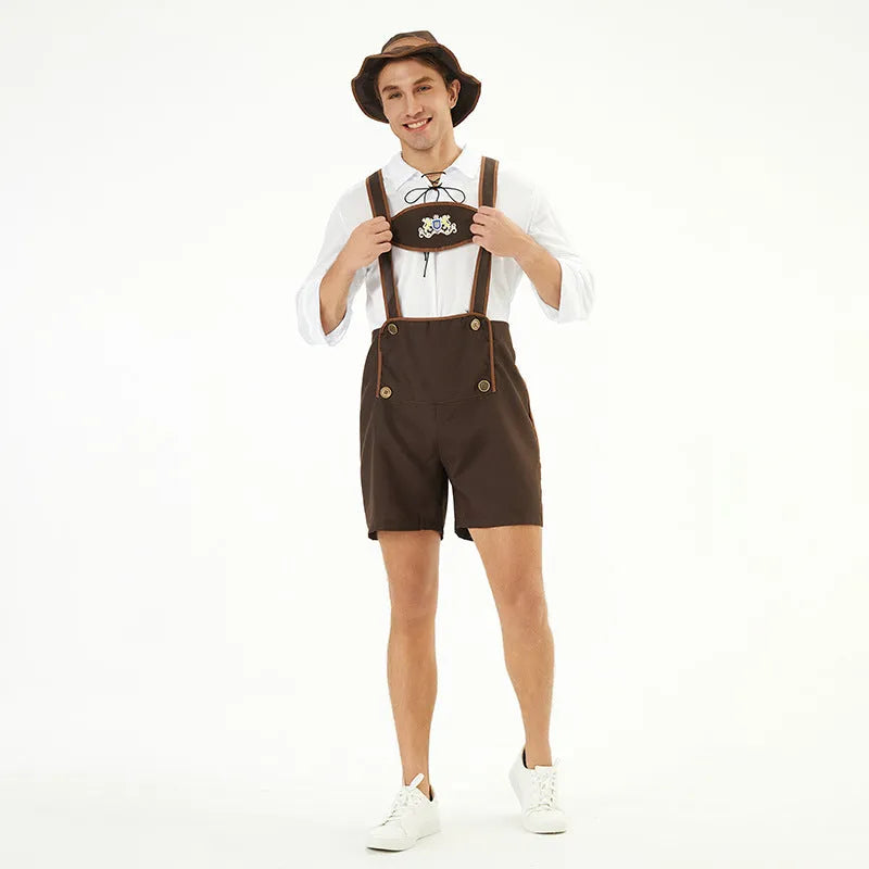 Men's Oktoberfest beer festival clothing suit in 3350 colour with top, suspender overalls, and hat