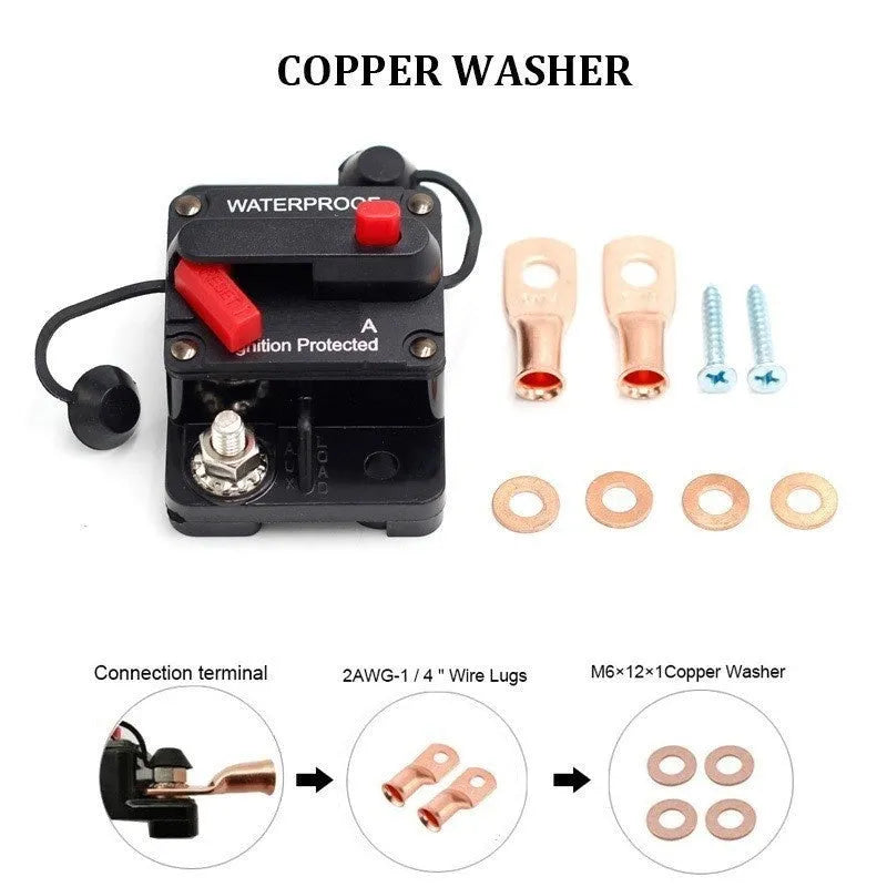 Car high current audio fuse circuit breaker flat head tubular with M6 terminal 20-300A