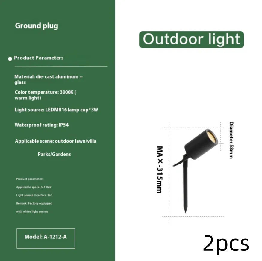 Aluminium outdoor ground lamp with IP65 waterproof rating and 5W COB LED for garden lighting