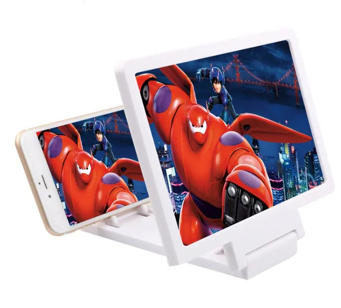 Radiation-proof 3D mobile phone screen amplifier stand in black colour showing adjustable angle mechanism