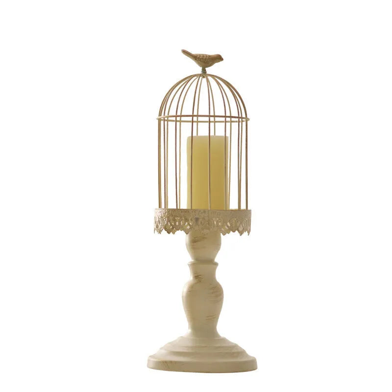 Strongwell painted iron candle holder cube stand with birdcage style for wedding table decoration