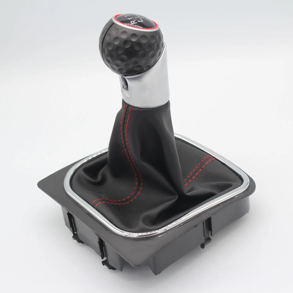 Leather gear shift dust boot for Volkswagen Golf models, showing 12mm installation hole.
