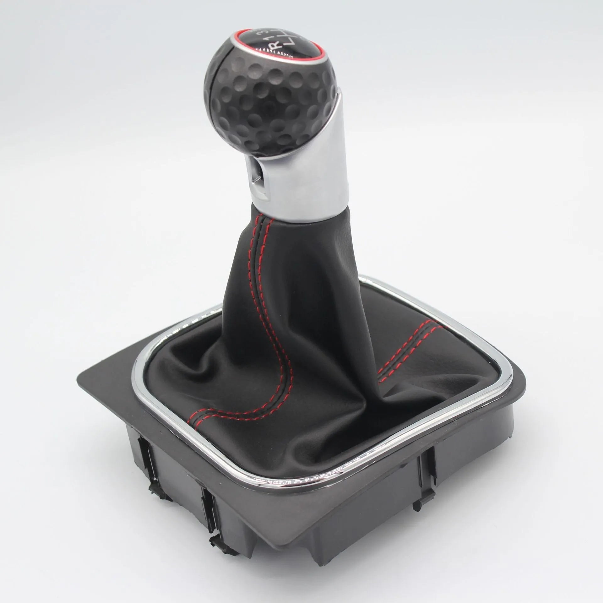 Leather gear shift dust boot for Volkswagen Golf models, showing 12mm installation hole.