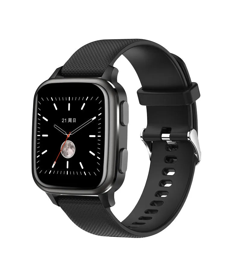 Smart bracelet with aluminium alloy case on wrist, showing Bluetooth call and health tracking features.