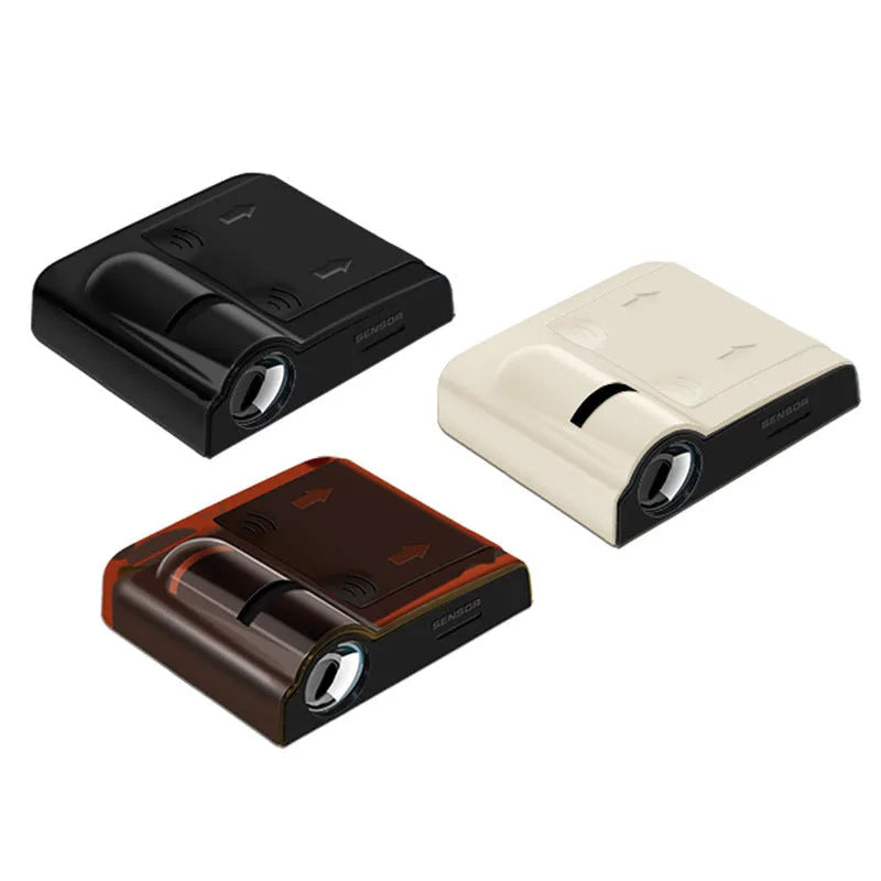 Black ABS plastic car decorative projection radium lamp showing compact dimensions