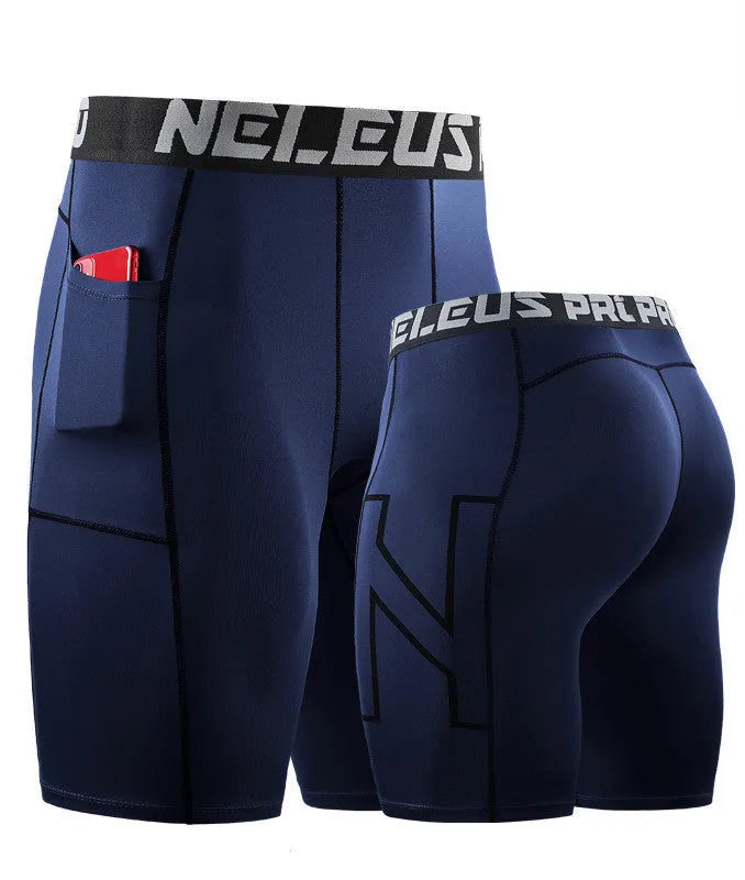 Man wearing black tight-fitting milk silk polyester sports shorts for running or fitness.