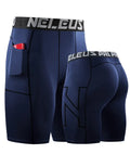 Man wearing black tight-fitting milk silk polyester sports shorts for running or fitness.