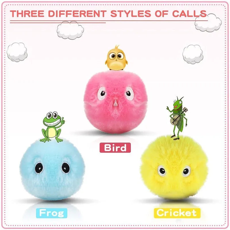 55mm colourful pet toy ball that makes animal sounds when touched by pets
