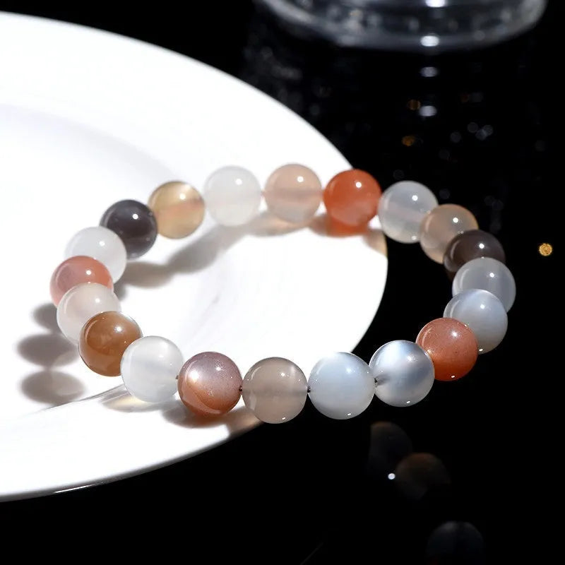 Natural colourful moonlight bracelet duobao with 8mm moonstone beads in single circle design