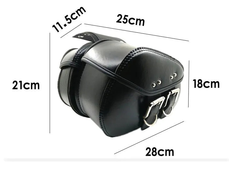 Black PU leather motorcycle saddlebags left and right side storage set for cruisers