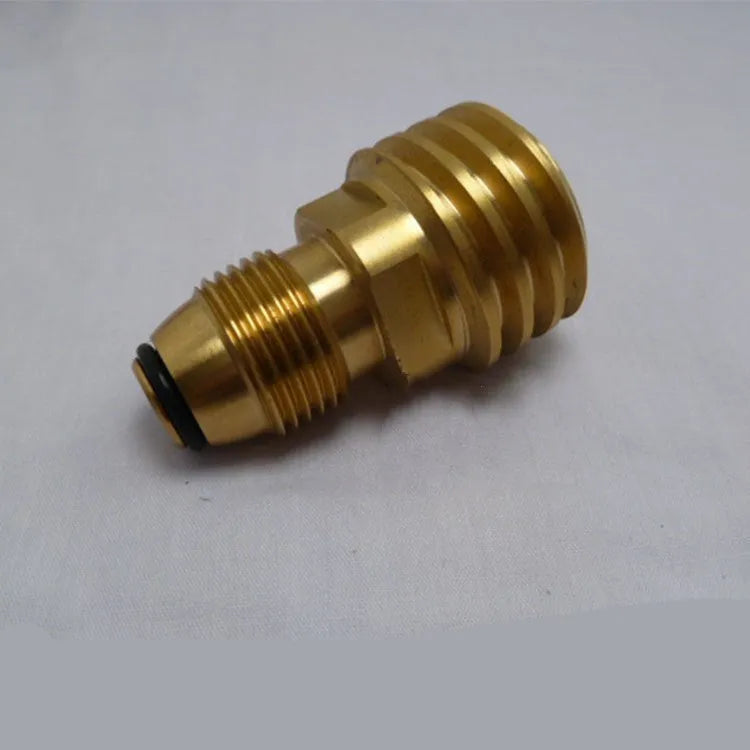 Gold brass gas brazier adapter with 7mm taper thread for LPG charging connections