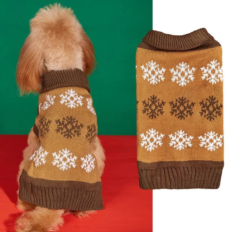 Grey and dark brown acrylic dog Christmas sweater in sizes XXS to XL for holiday parties