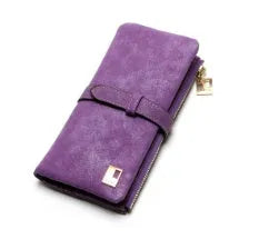 TAUREN retro matte PU leather long wallet for women with zipper and multi-card slots in army green