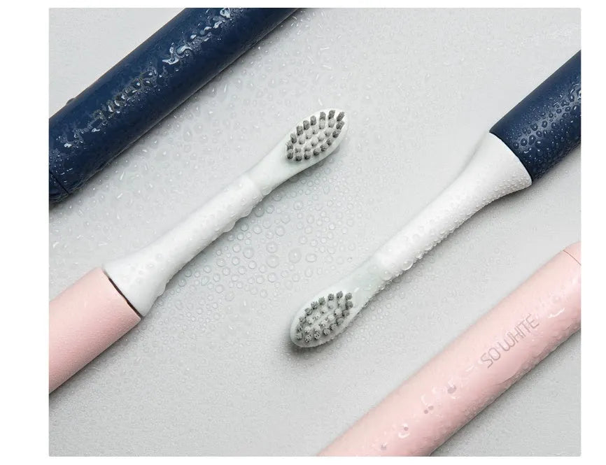 Sonic electric toothbrush with round head, blue handle, IPX7 waterproof, 3 vibration modes