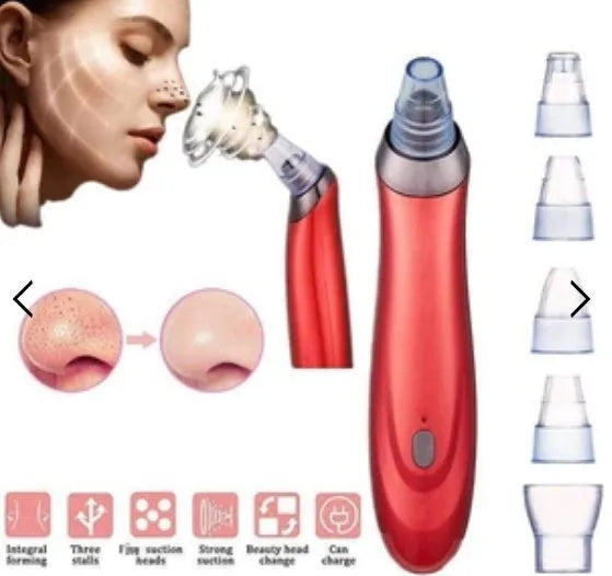 Electric blackhead remover device with five nozzle attachments for pore cleaning