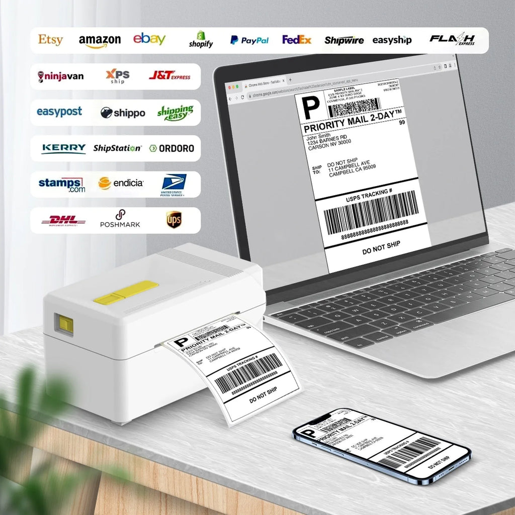 FlashLabel Thermal Express label printer for shipping orders with USB connection