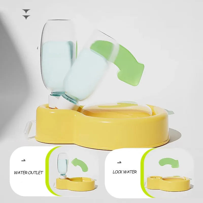 Green portable dog water bottle with detachable drinking bowl for travel