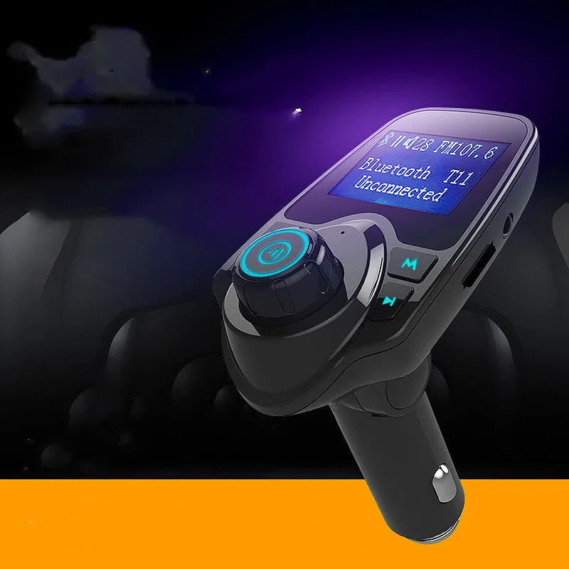 Black G7 Bluetooth car FM transmitter with hands-free calling and USB charging port