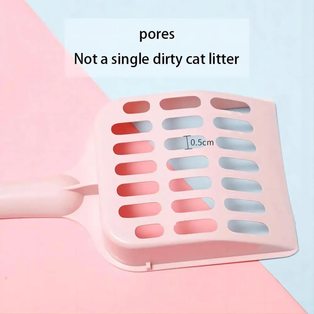 Blue plastic cat litter scoop with stainless steel mesh filter for cleaning litter boxes