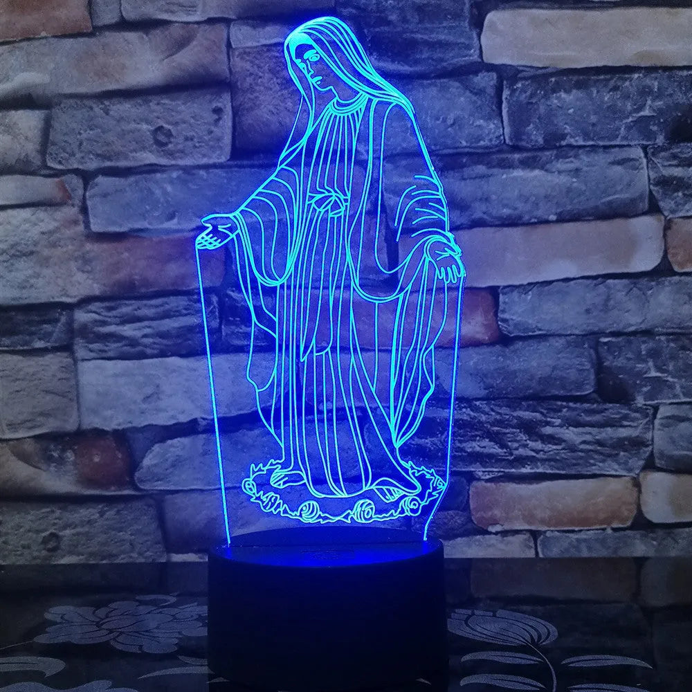 3D LED night light showing laser-engraved acrylic creating dual ring patterns with colourful illumination