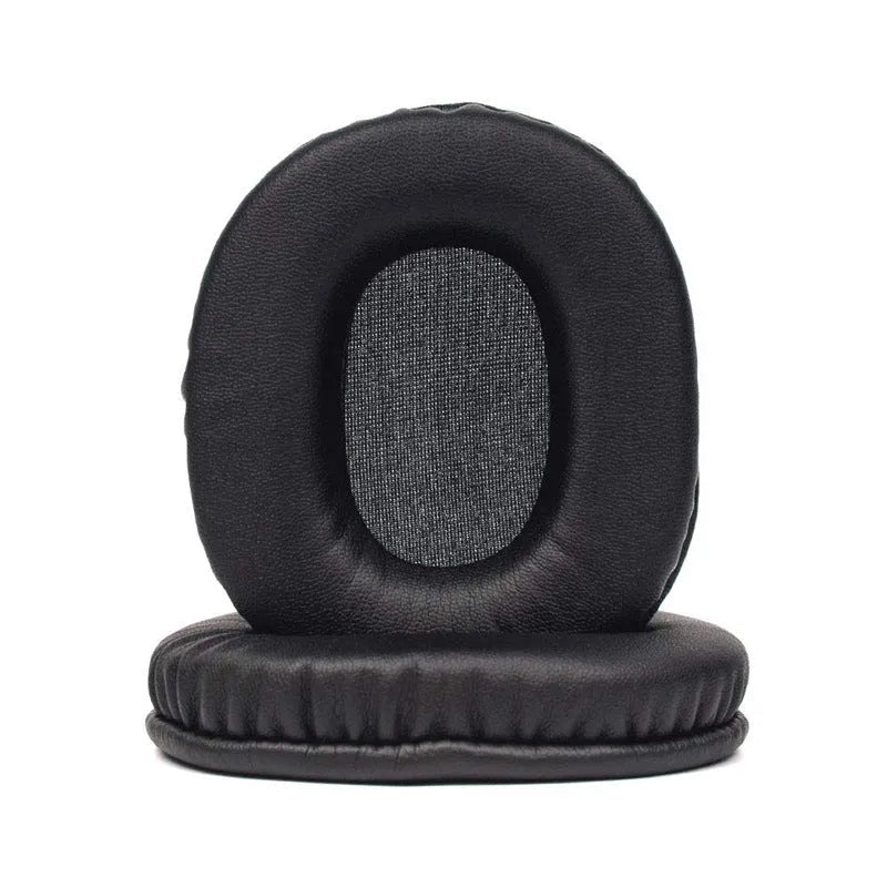 Black PU leather replacement headphone covers for Sony MDR-1R model, shown as a pair.