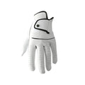 Men's white half sheepskin golf glove showing non-slip palm and breathable construction