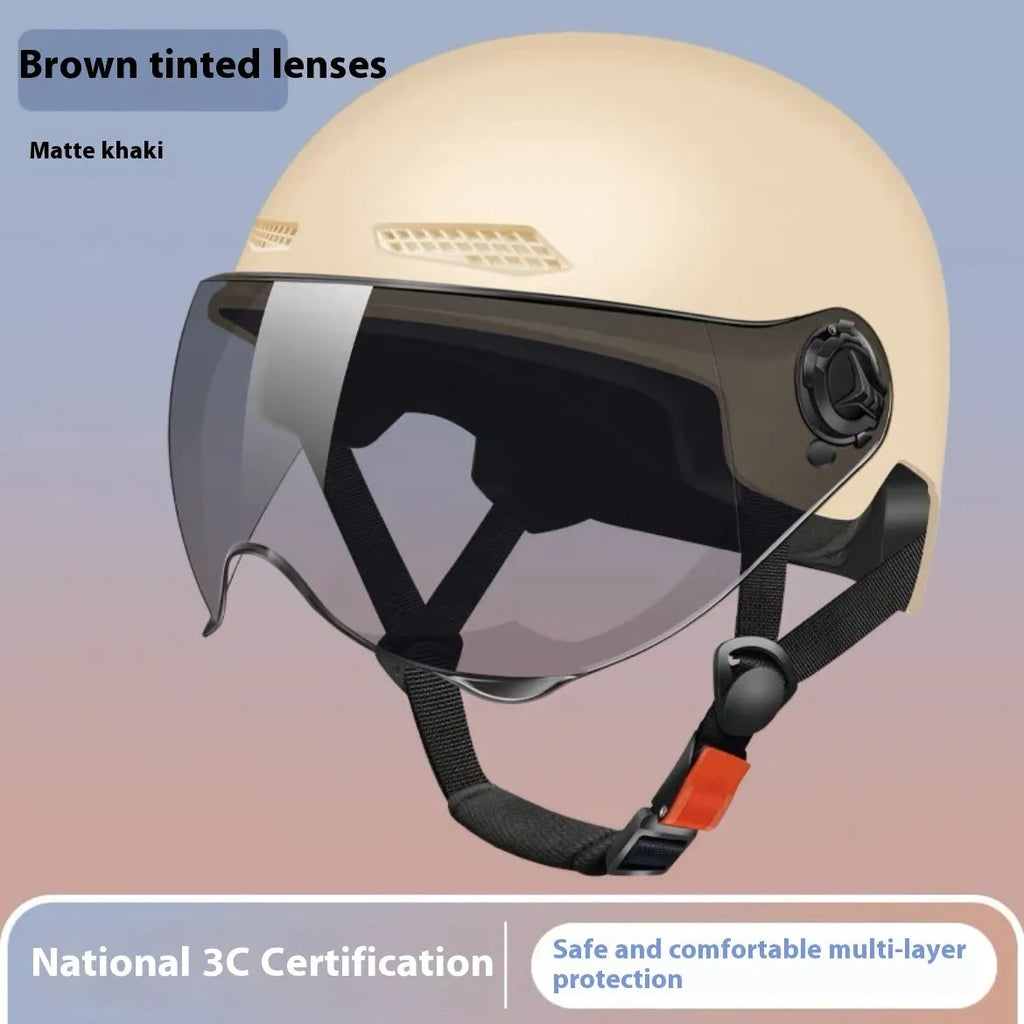 3C certified electric motorcycle helmet with sun protection visor in ice crystal grey colour