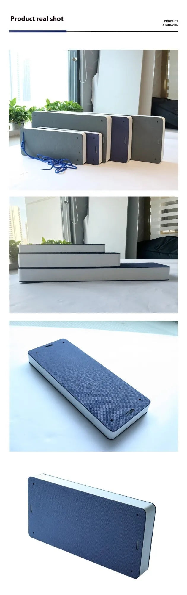 Blue EVA boat fender with thickened sides for shock absorption on a dock.