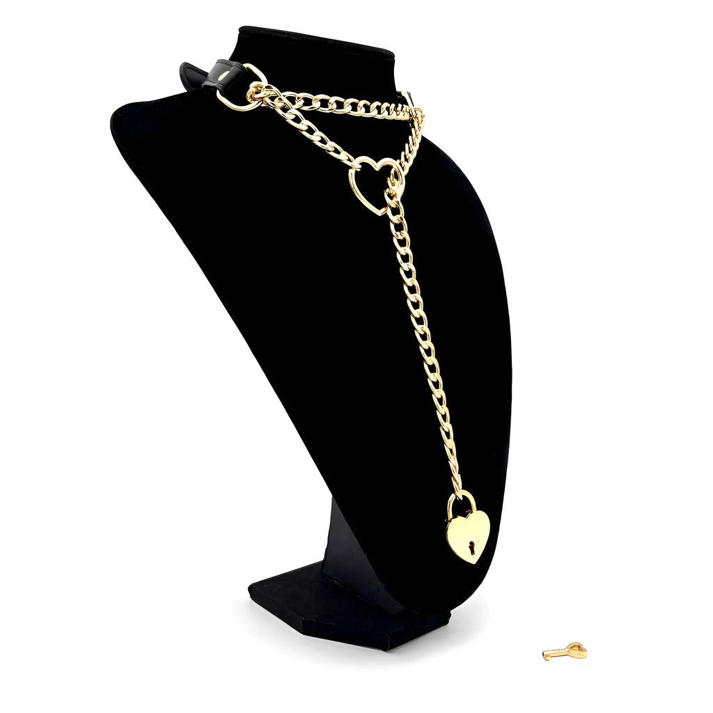 Leather traction collar in black with silver accents, necklace-style design for men and women
