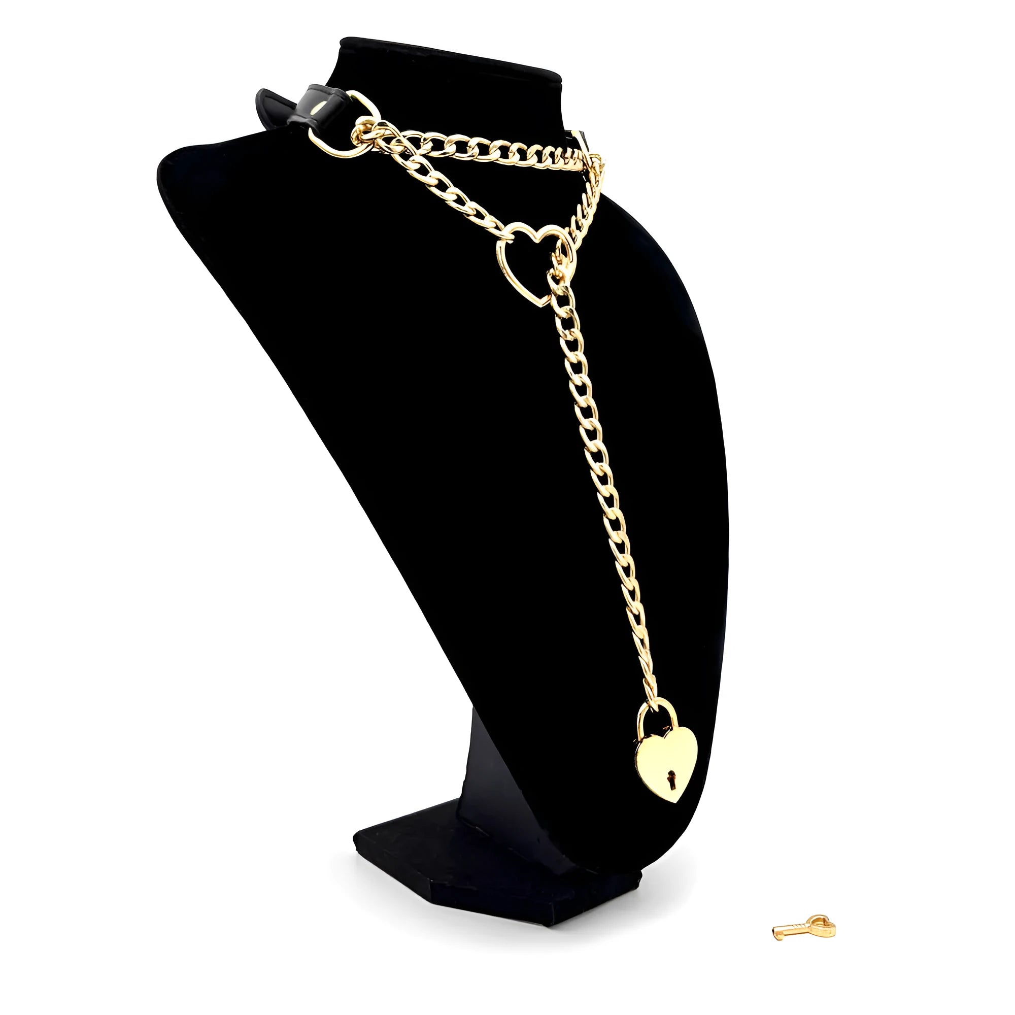 Leather traction collar in black with silver accents, necklace-style design for men and women