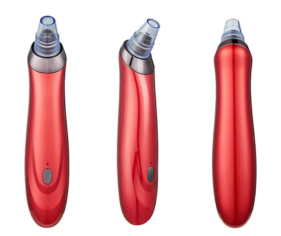 Electric blackhead remover device with five nozzle attachments for pore cleaning